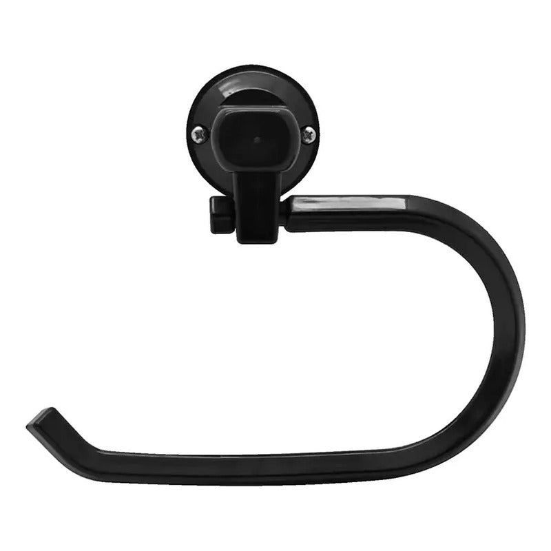 Portarrollo Para Baño (papelera) Base Redonda Negro Abs