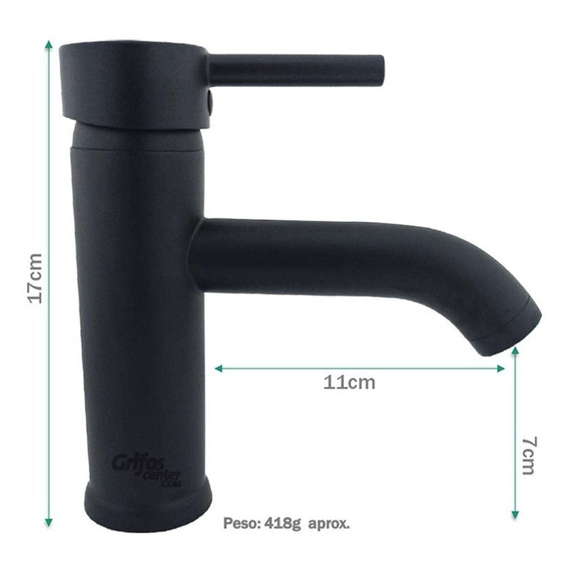 Grifería Monocontrol Lavamanos Baja Cuello Curvo Corto Negro