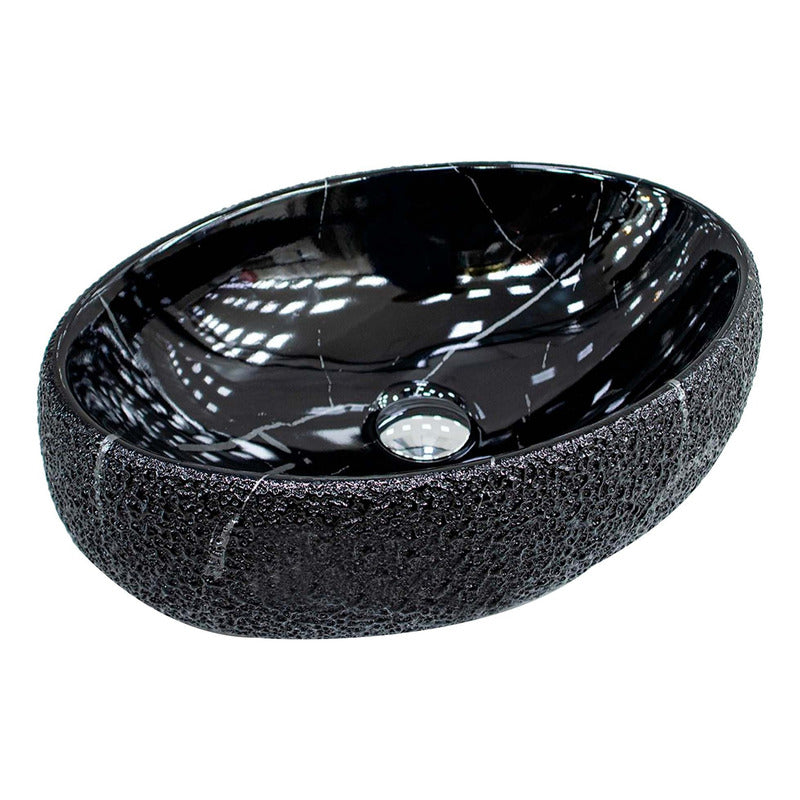 Lavamanos Redondo Negro Antractica 40x32cm