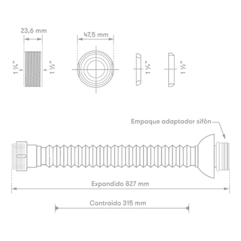 Sifón En P Expandible Cromado