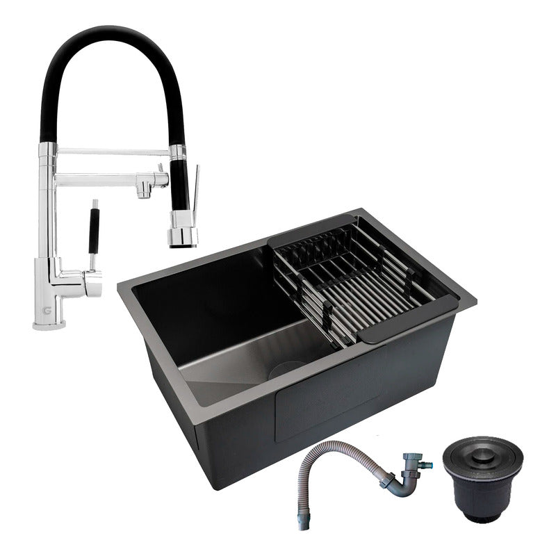 Combo Lavaplatos 70*45cm+griferia Lvp Escualizable+accesorio