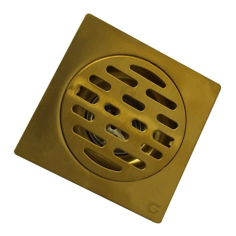 Rejilla De Piso Cuadrada De 10x10cm Dorada