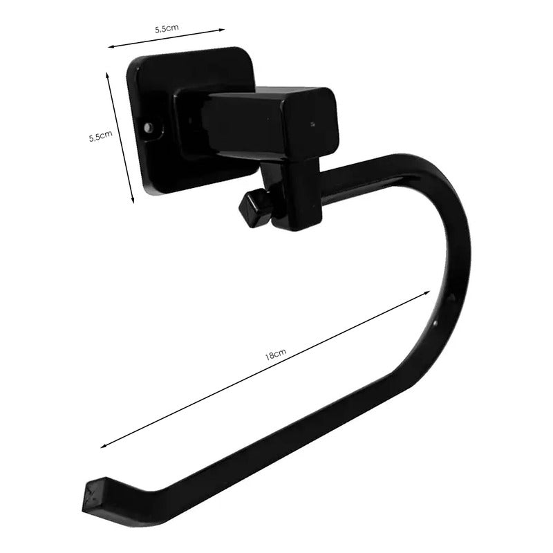 Portarrollo Para Baño (papelera) Base Cuadrada Negra Abs
