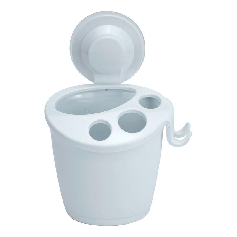 Portacepillo Para Baño Con Ventosa Blanco