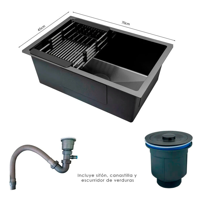 Combo Lavaplatos 70*45cm+griferia Lvp Escualizable+accesorio