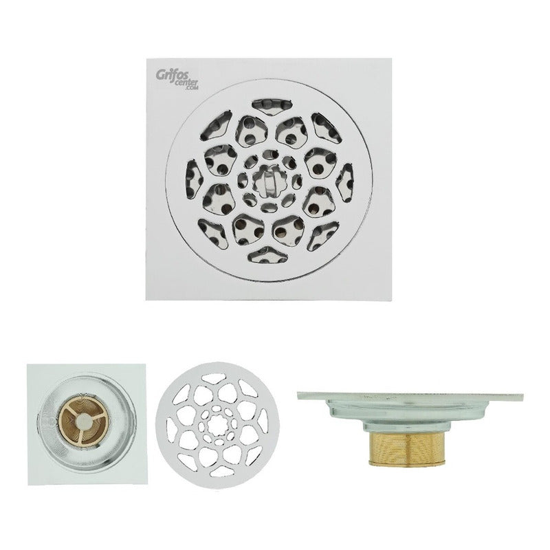 Rejilla De Piso Cuadrada 10x10cm Cromada Girasol