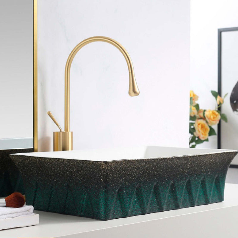 Lavamanos Rectangular De Sobreponer Azul/negro