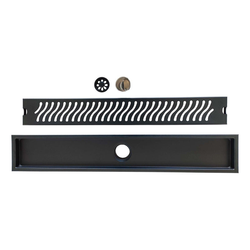Rejilla De Piso Ranurada 60x10cm Negro Mate