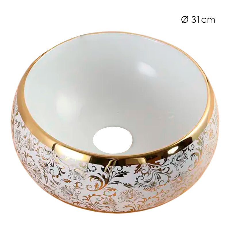 Lavamanos De Sobreponer Blanco/dorado Donna 31*31*14.5cm