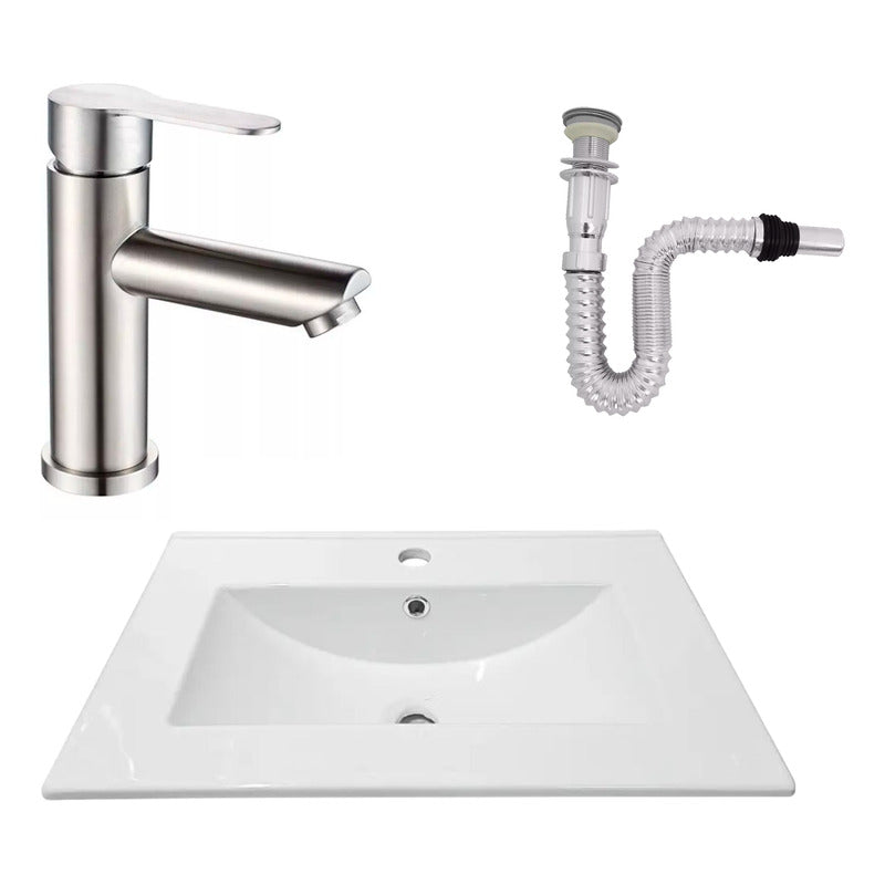 Kit Placa Lavamanos 61*40cm+griferia Monocontrol+push Flex19