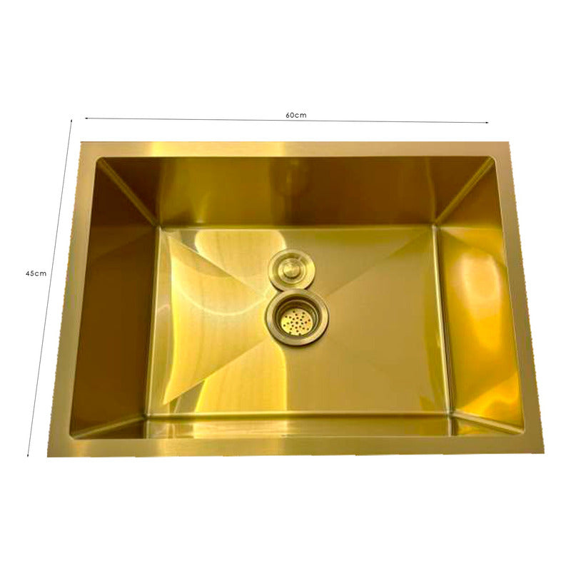 Lavaplatos En Acero Inoxidable Dorado 60*45cm + Accesorios