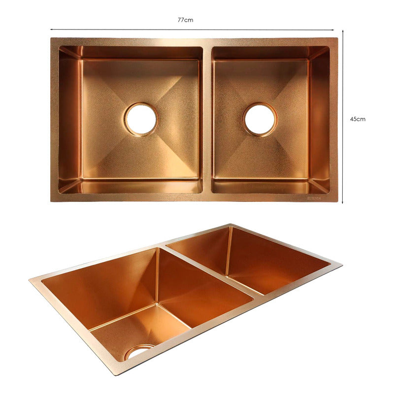 Lavaplatos Doble Pozo Dorado/rose Vintage 77*45*21cm