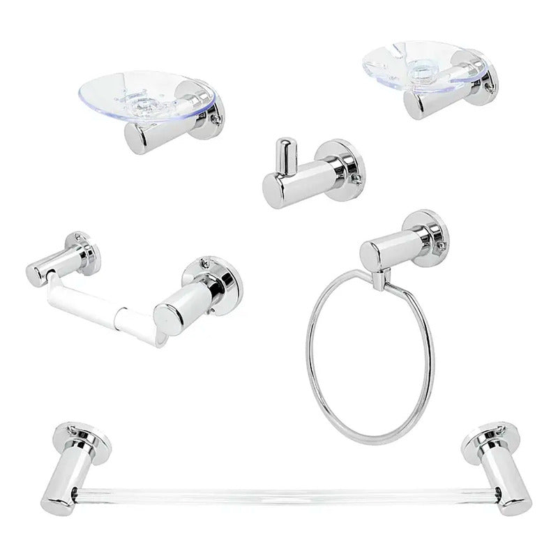 Juego Accesorios Baño 6 Piezas Cromo