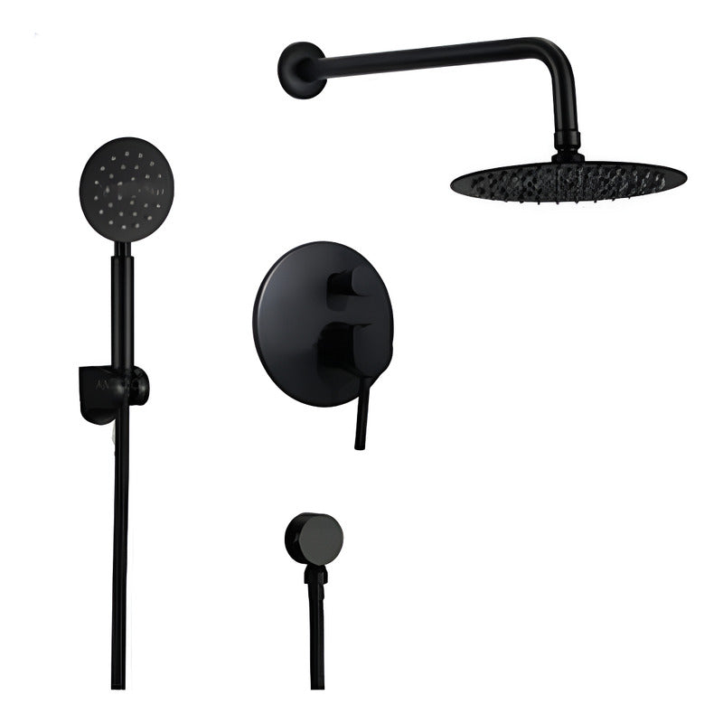 Mezclador Ducha Monocontrol Negra Con Teleducha