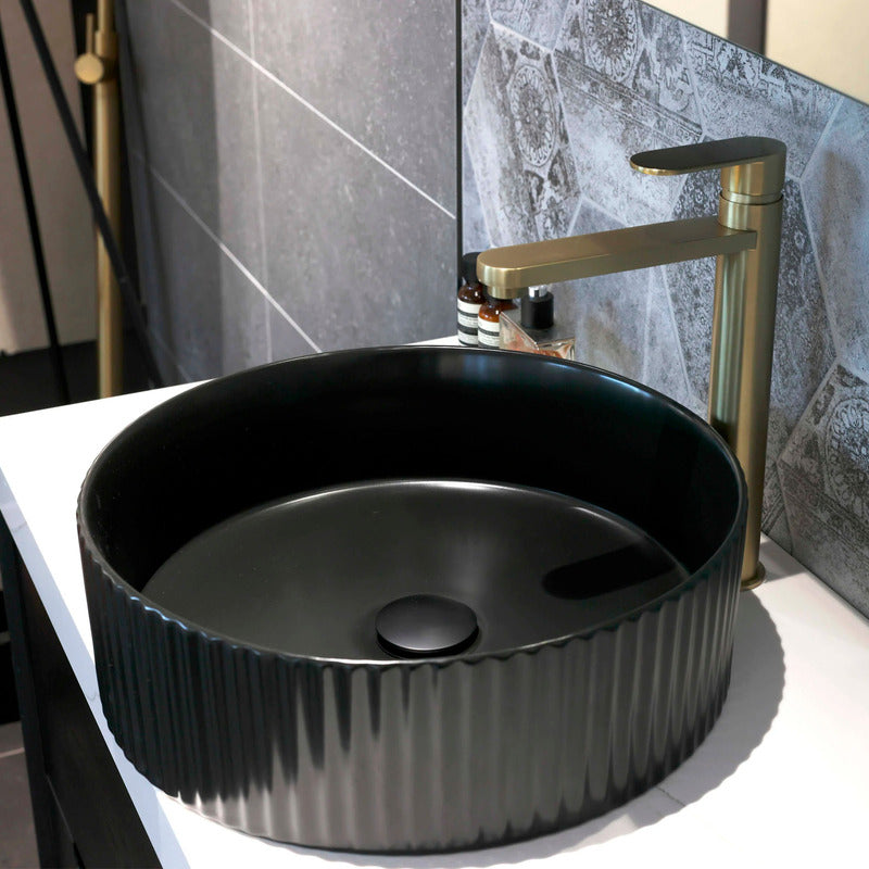 Lavamanos De Sobreponer Redondo Negro Roma 36,5*36,5*12,5cm