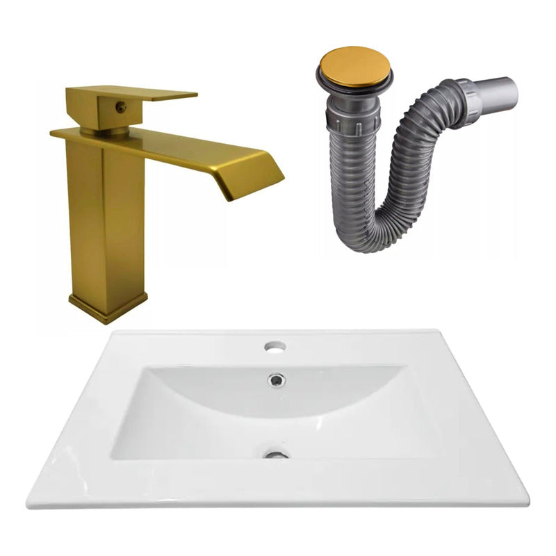 Combo Placa Lavamanos 61*46,5cm+grifo Monocontrol+push Oro7