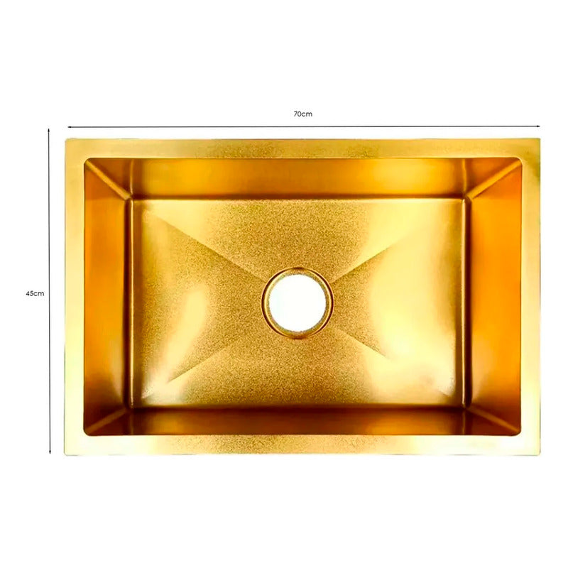 Combo Lavaplatos 70*45cm+griferia Lvp Oro Cepillado+acc1