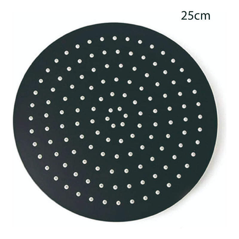 Kit Ducha 25cm +griferia Agua Fria+monocontrol Redondo Negro