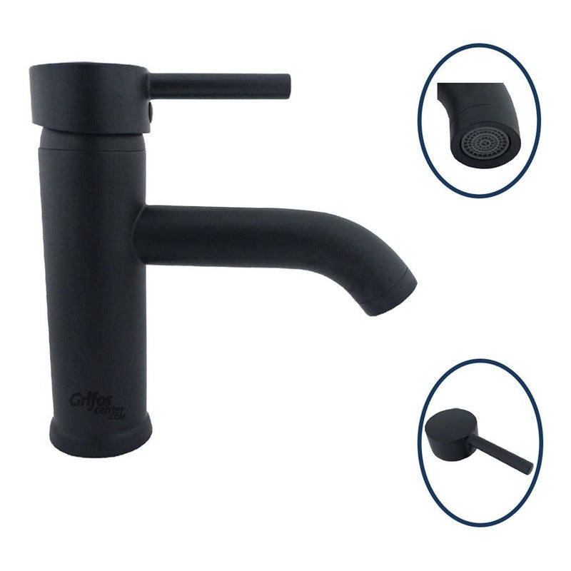 Grifería Monocontrol Lavamanos Baja Cuello Curvo Corto Negro