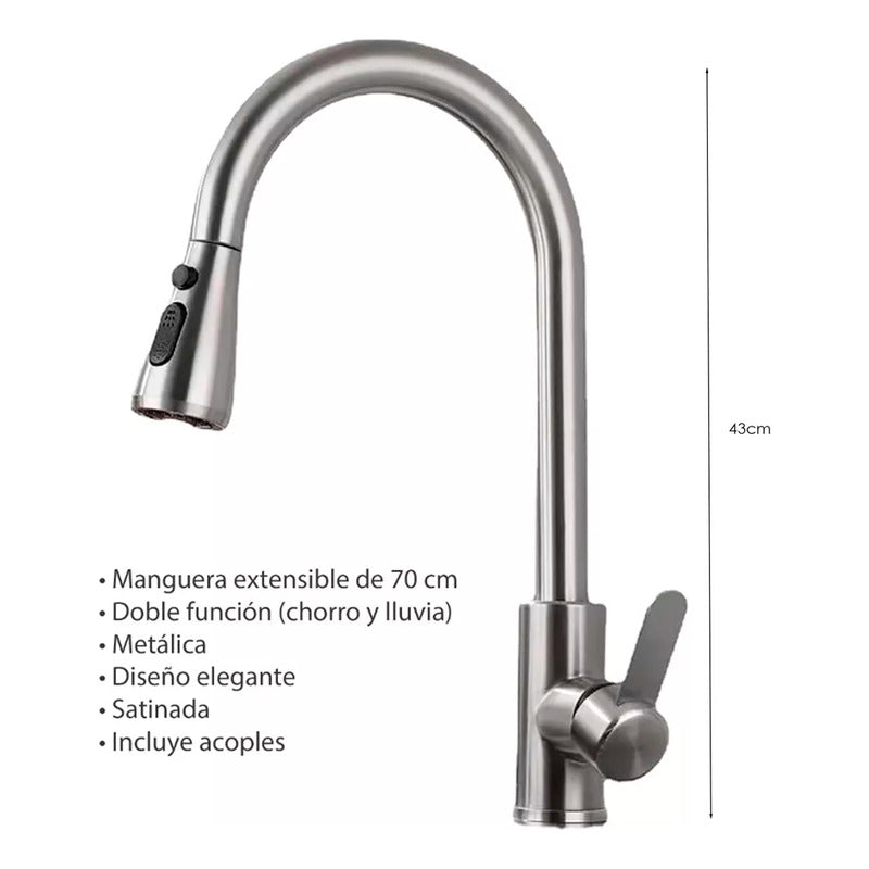 Combo Lavaplatos 51*45cm+grif.extraible Satin+accesorios