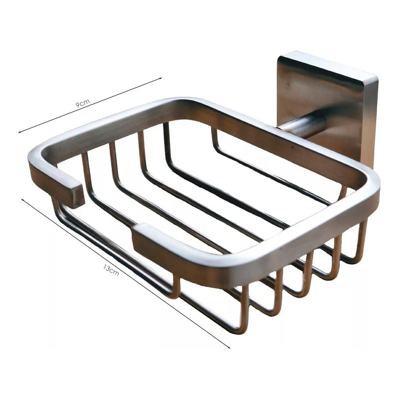 Jabonera Para Baño Con Soporte En Acero Inox.