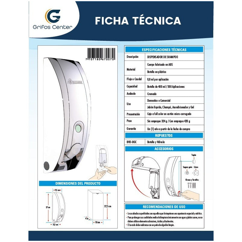 Dispensador De Jabon Cromado