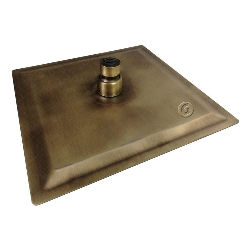 Tubo Con Ducha Cuadrada 20x20 Vintage Bronce Antiguo