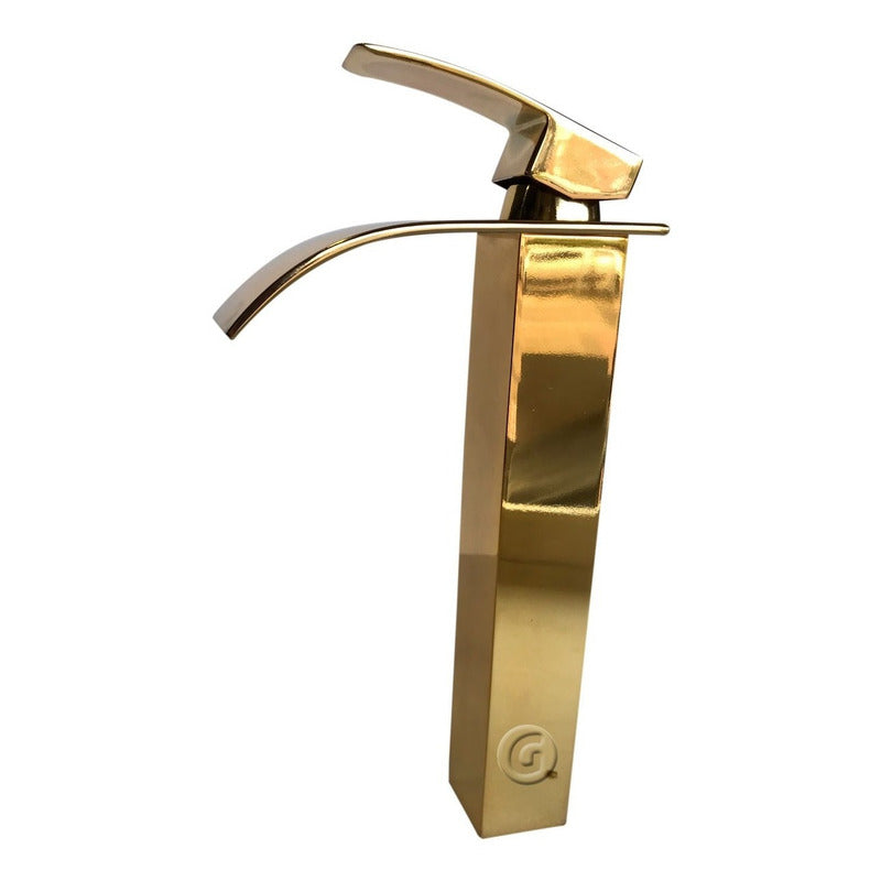 Llave Lavamanos Alta Cascada Vintage Acabado Oro Laton