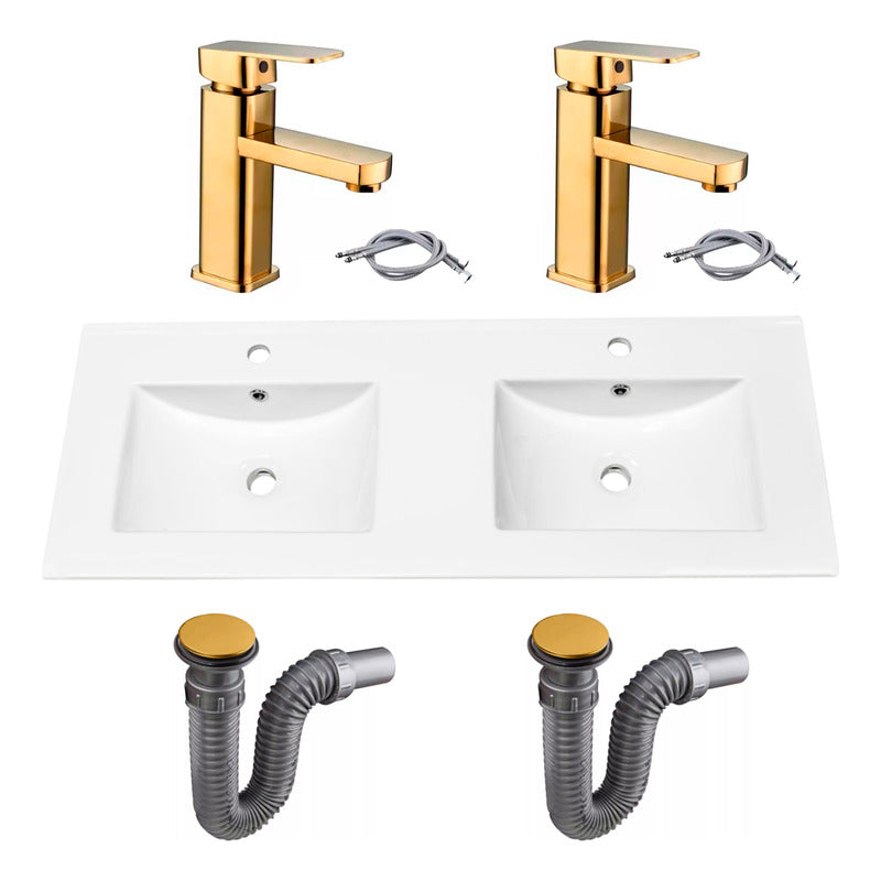 Combo Placa Doble Lavam.121*46,5cm+grifo Monoc.+push Oro2