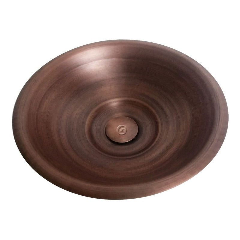 Lavamanos Circular 38cm Vintage Bronce Antiguo Con Desague