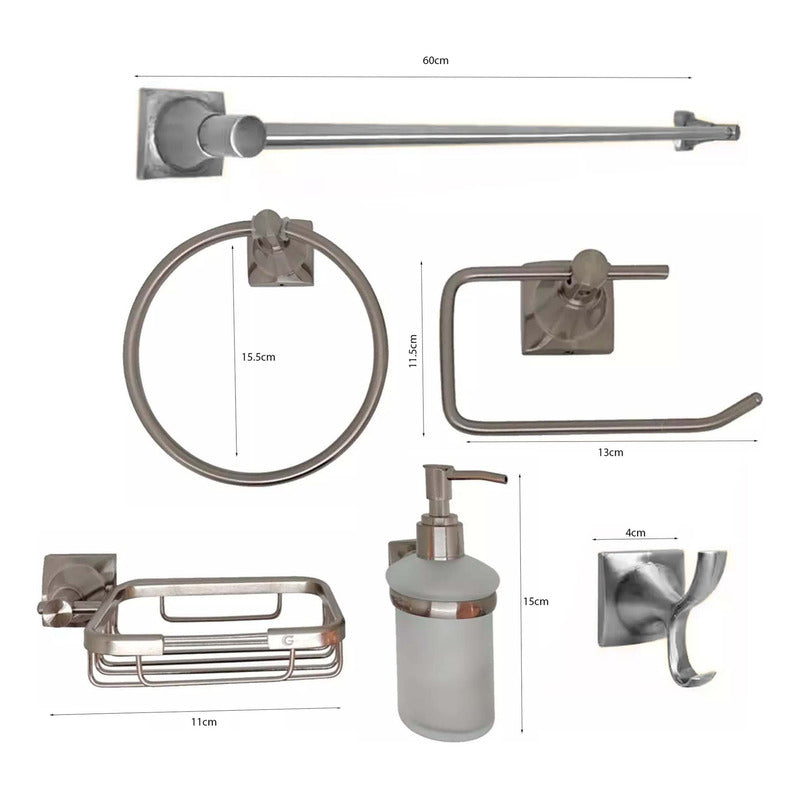 Juego De Accesorios Para Baño X6 Piezas Xcaret Gris