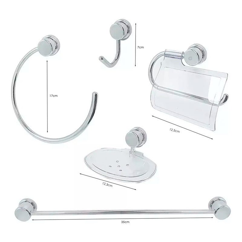 Juego De Accesorios Para Baño Aqua X5 Piezas Cromado