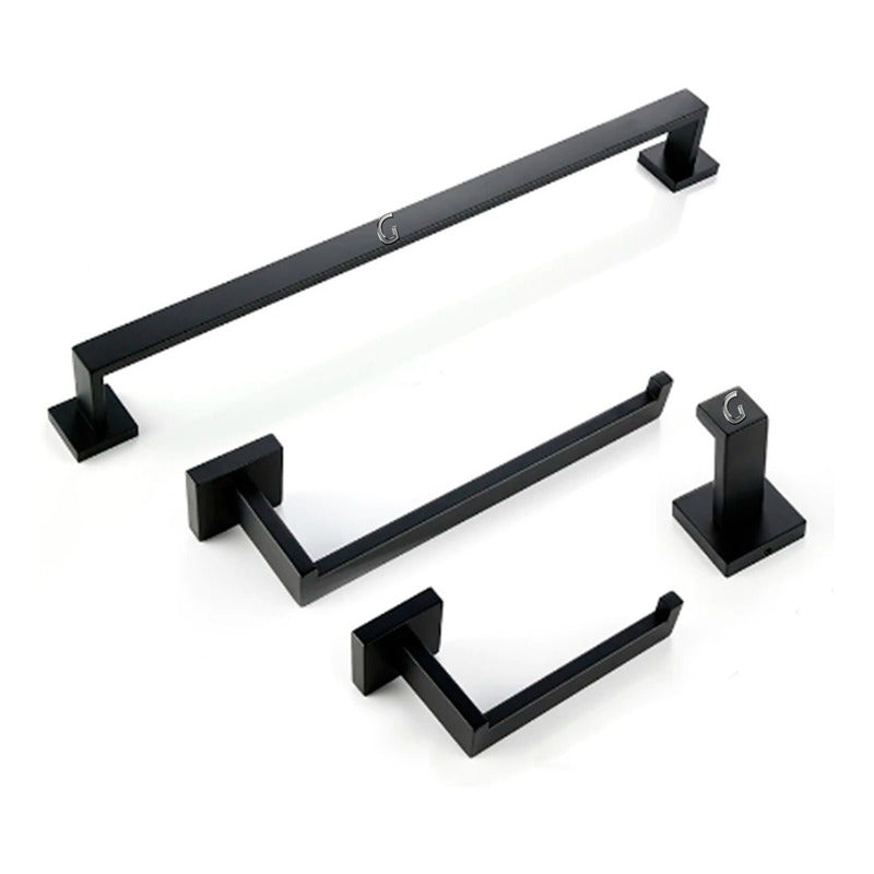 Juego De Accesorios Para Baños 4 Piezas - Negro Mate