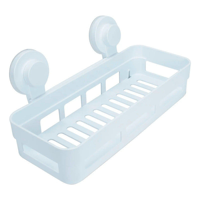 Organizador De Baño Rectangular Ventosa Color Blanco