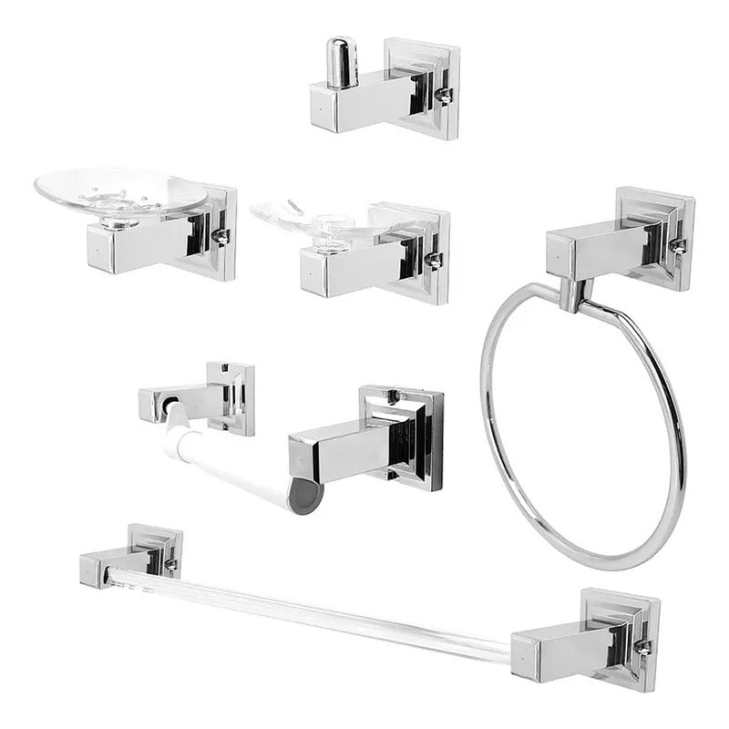 Juego Accesorios Baño 6 Piezas Cromo