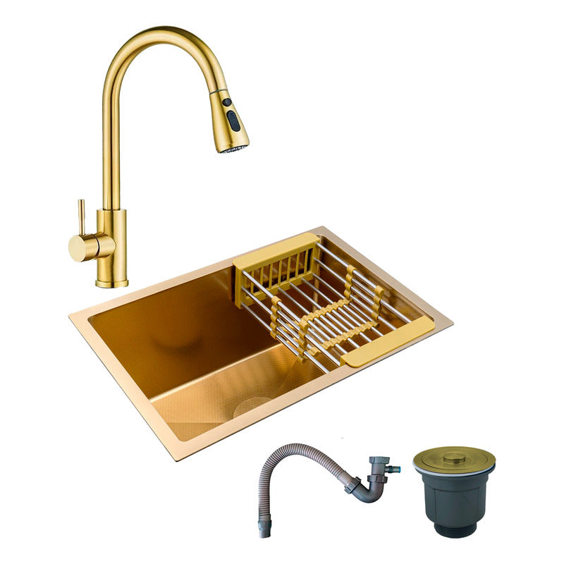 Combo Lavaplatos 51*45cm+griferia Lvp Oro Extraible Cepillad