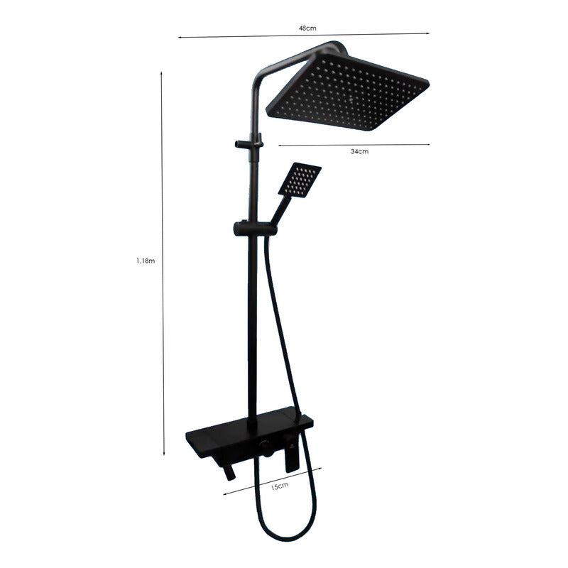 Set Columna De Ducha Negro Mate Con Teleducha Integrada