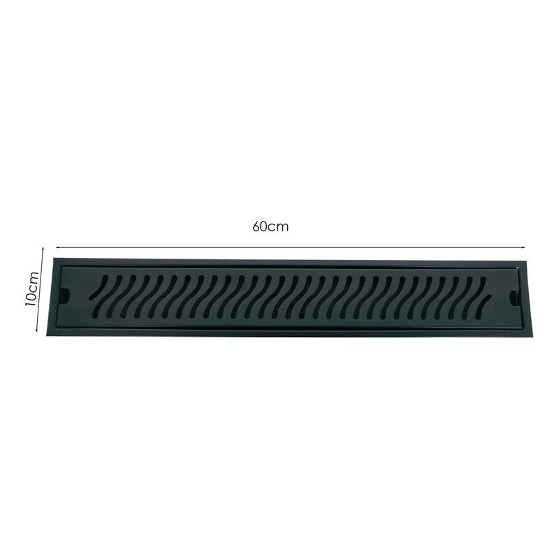 Rejilla De Piso Ranurada 60x10cm Negro Mate