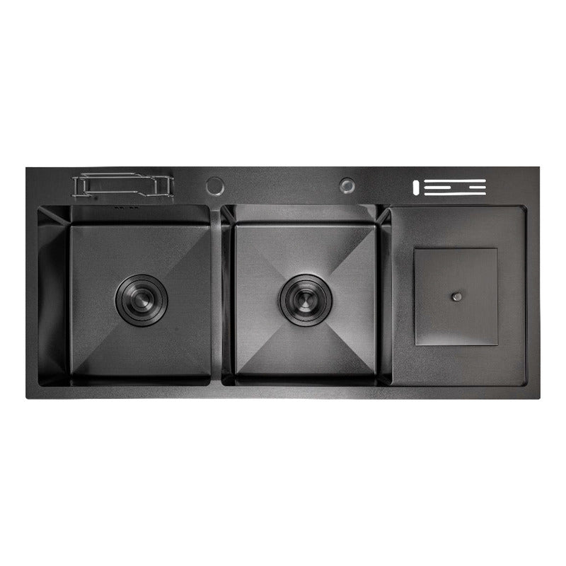 Lavaplatos Negro Doble Poceta 100x45cm +accesorios