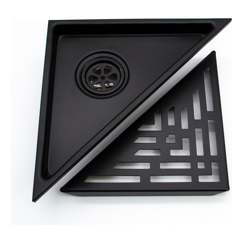 Rejilla De Piso Triangular En Acero Negro Mate 20x28cm