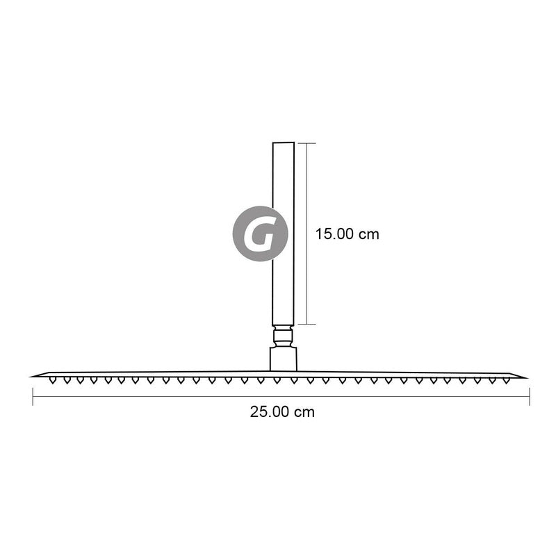Ducha Negra Cuadrada Con Tubo A Techo En Acero Inoxidable
