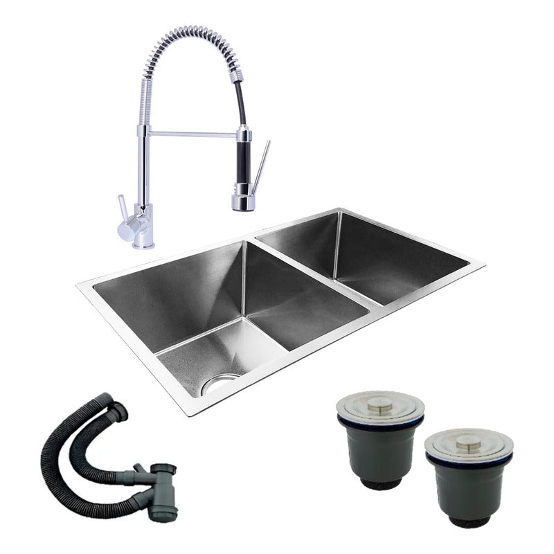 Combo Lavaplatos Doble 77*45cm+griferia Industry+accesorios