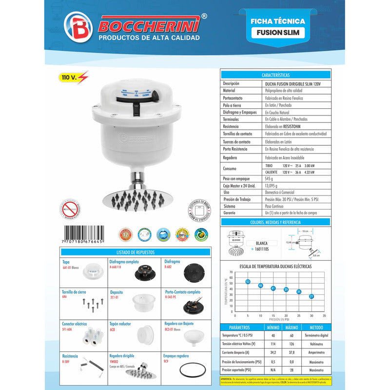 Ducha Eléctrica Automática Fusion Slim Blanca