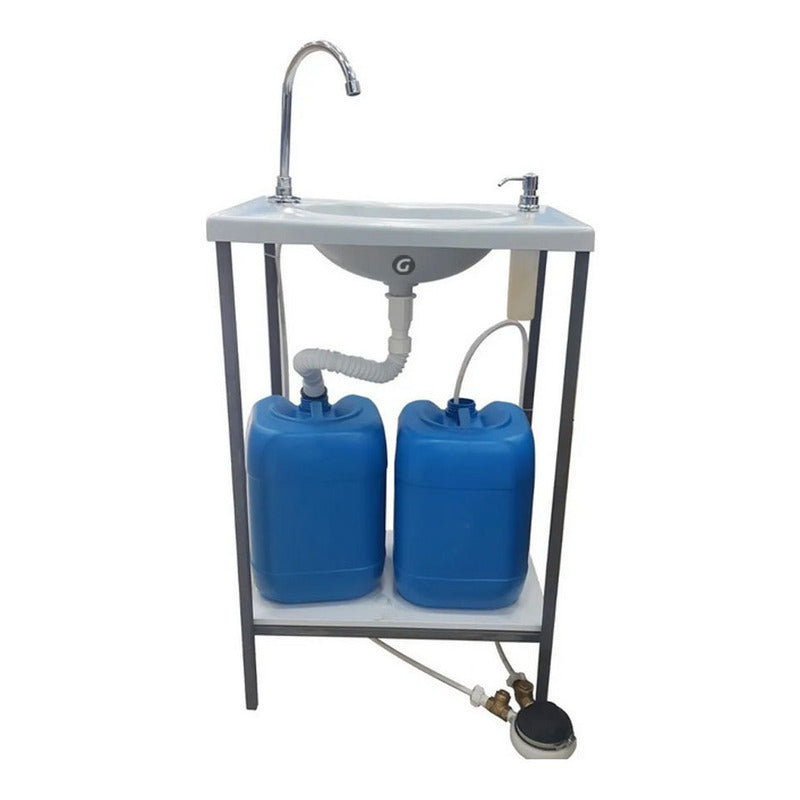Kit Lavamanos Accionador Manos Portátil Y Dispensador Jabón
