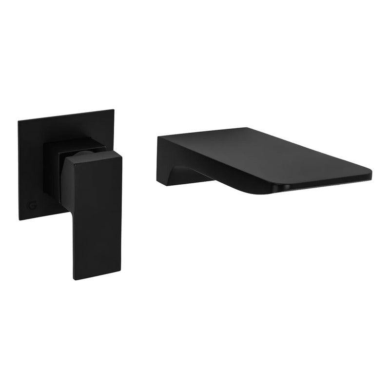 Griferia Monocontrol Lavamanos Pared Cascada Negro Mate