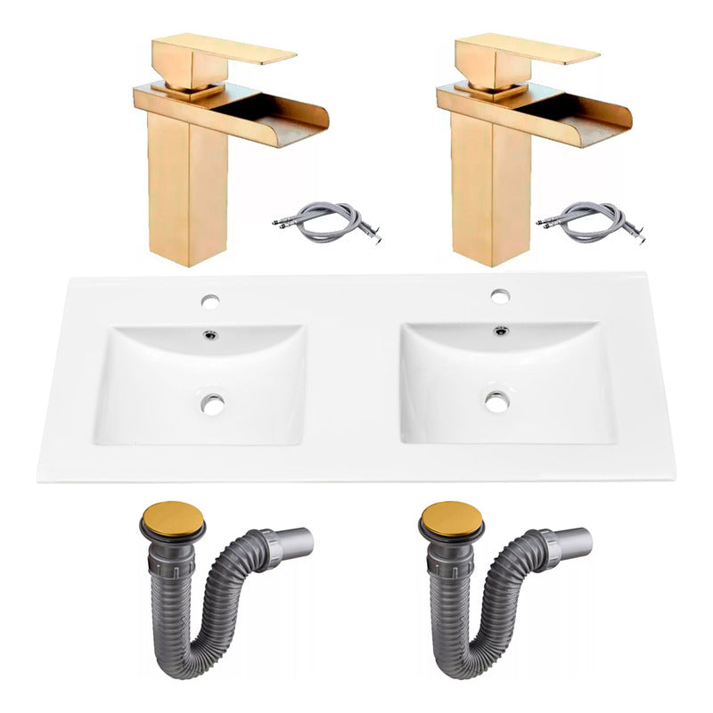 Combo Placa Doble Lavam.121*46,5cm+grifo Monoc.+push Oro5