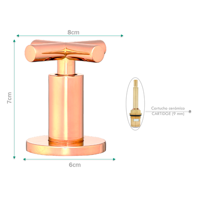 Registro/Manija de Ducha Rose Gold Brillante Cruceta