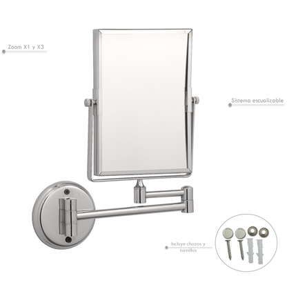 Espejo Cuadrado Escualizable Plateado Cromado