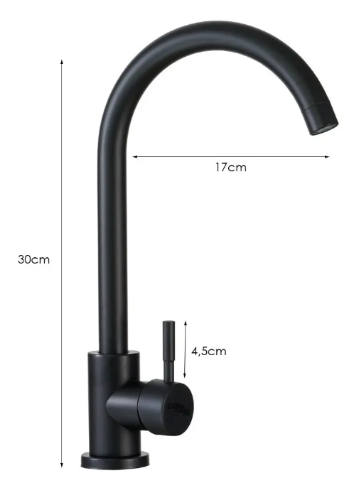 Griferia Monocontrol Lavaplatos Negro Mate Cuello 7
