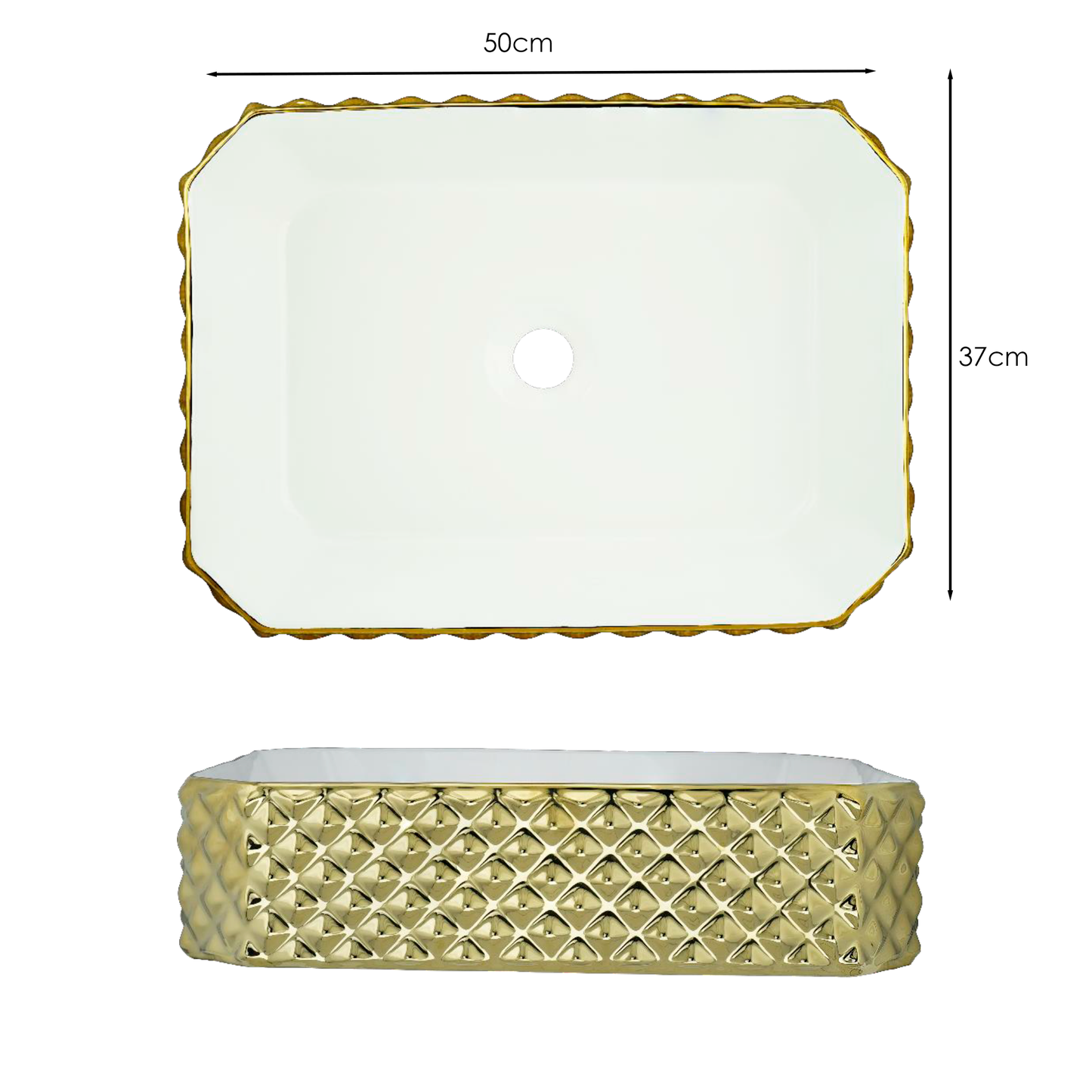 Lavamanos Sobreponer Rectangular Stella Dorado/Blanco